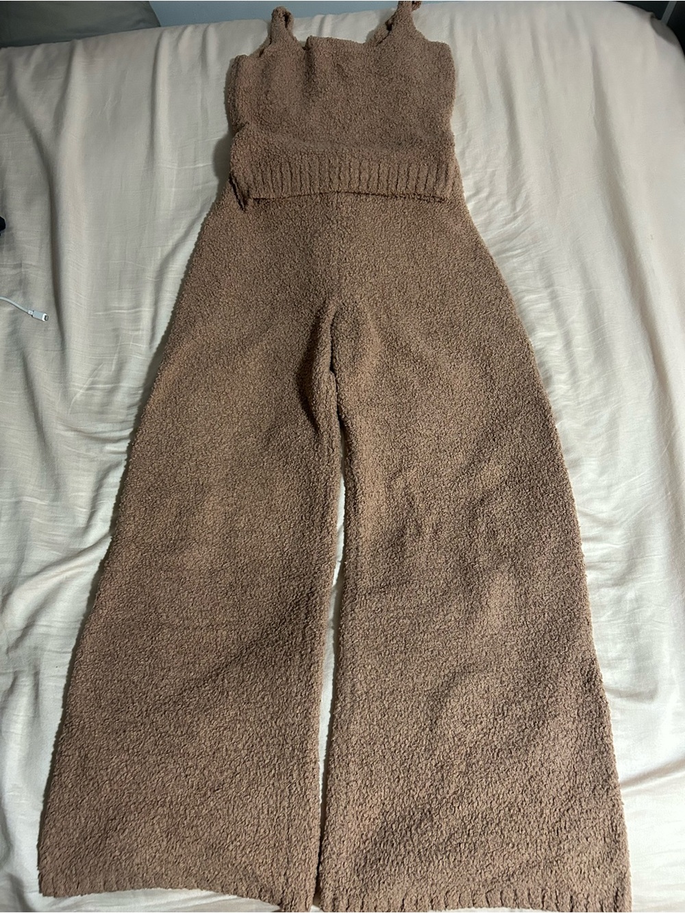 SKIMS Cozy Knit Wide-Leg Camel Tank and Pants Set Size S/M